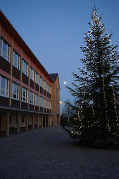 Tannenbaum & Mond vor der Werkschule